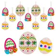 thumbnail image 2 of Juego de 10 adornos de madera para fiesta de Pascua, con forma de huevo tallado, con cuerda, para colgar, para manualidades y álbumes de recortes., 2 of 5