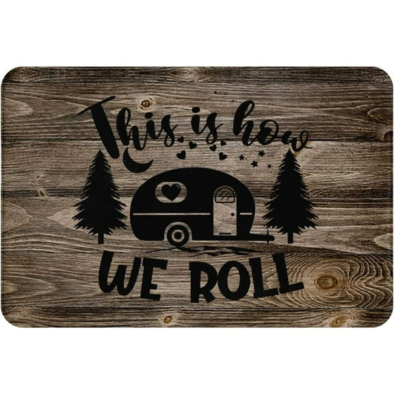 Camper Doormat - Welcome to Our Camper The Friendship is Free - Camping Front Door Mat 24x 16 for Motorhomes RV Room Entrance,Gift Camper,Decorative Camp Rug for Trailer Kitchen Floor Bedroom