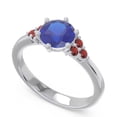 thumbnail image 2 of Diamond-Capitals 2.15 Carat Round Cut Blue Sapphire & Garnet Gemstone Beautiful Bridal Ring for her in Solid 18K White Gold Size 7, 2 of 7
