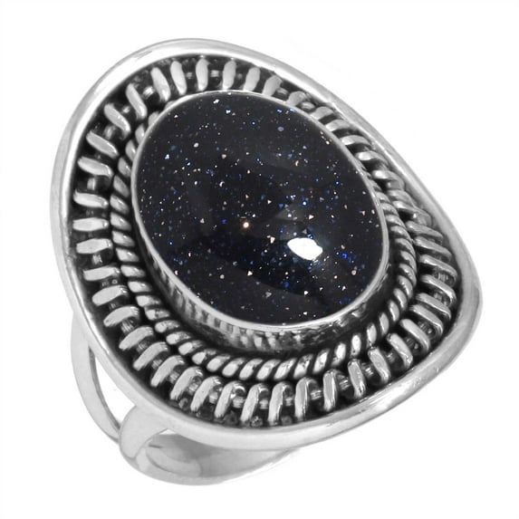 925 Sterling Silver Ring For Women - Men Blue Sunstone Gemstone Silver Ring Size 11 Fashion Silver Ring Size 11 Thanksgiving Gift For Mom Gemstone 925 Silver Jewelry