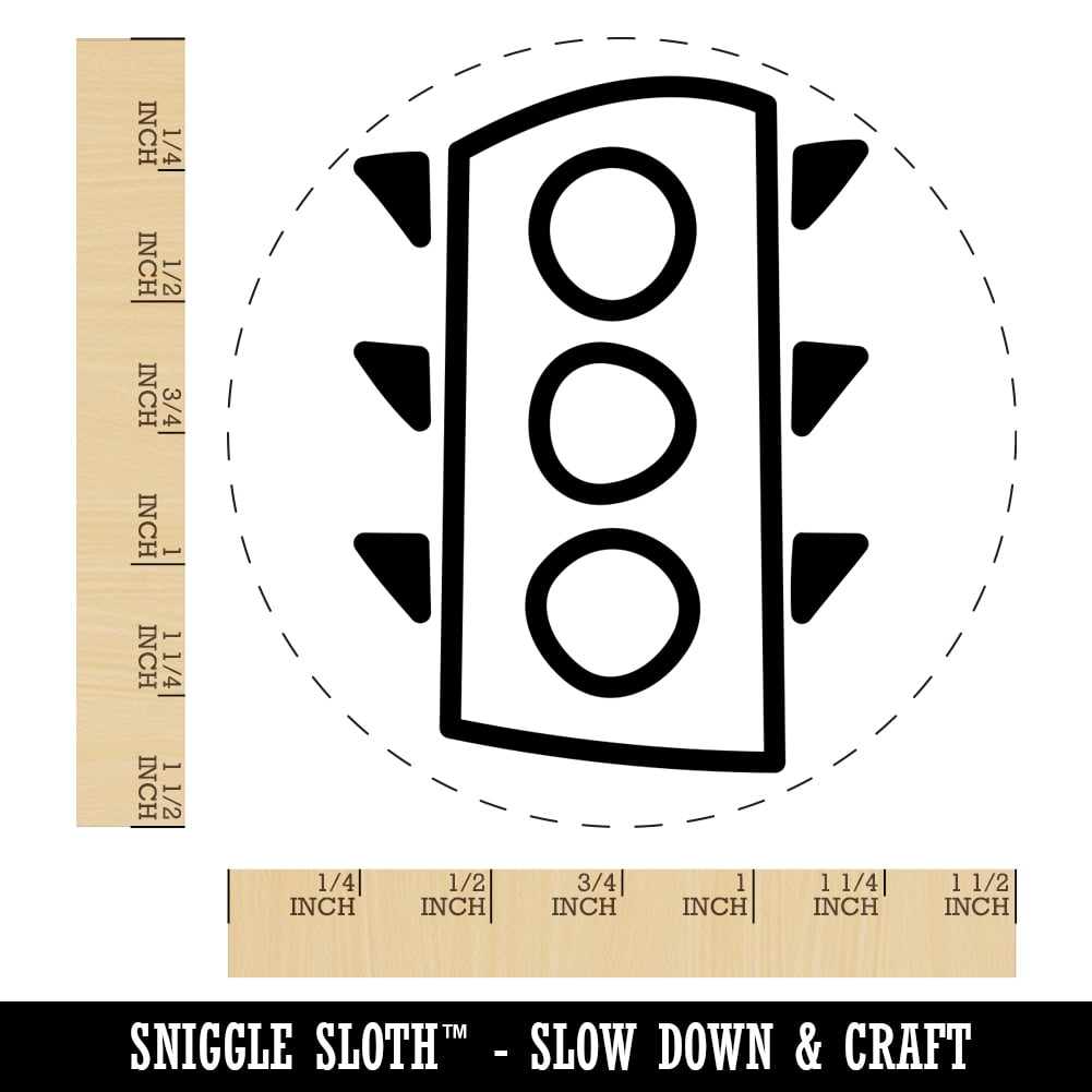 Traffic Light Doodle Self-Inking Rubber Stamp Ink Stamper - Black Ink - Large 1-1/2 Inch
