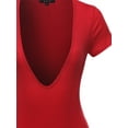 thumbnail image 4 of A2Y Womens Regular Fit Lightweight Deep V-Neck Short Sleeve Bodysuit Red L, 4 of 6