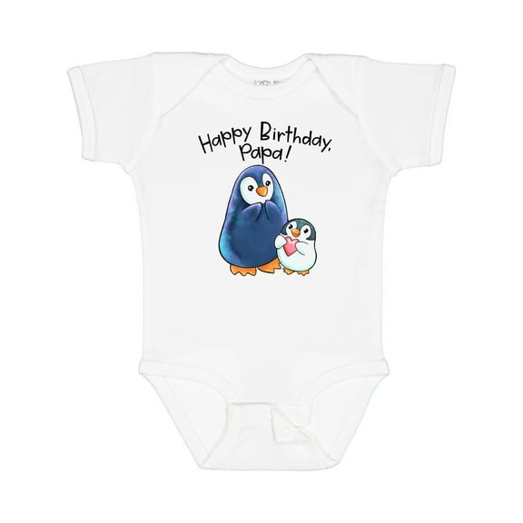 Inktastic Happy Birthday, Papa- Cute Penguins Boys or Girls Baby Bodysuit