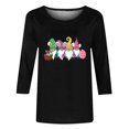 thumbnail image 5 of Hauts pour Femmes Imprimé Col Rond Pâques Imprimé Manches 3/4 T-Shirt Col Rond Chandail, T-Shirts pour Femmes, Hauts de Pâques pour Femmes, Pulls pour Femmes, 5 of 5