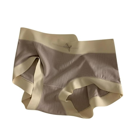 Women s Nude Underpants Seamless Panties Cotton Briefs Ribbed Underwear Comfortable Breathable Mid-Waist Briefs