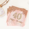 thumbnail image 3 of Calculs 40th Birthday Cocktail Napkins Cheers To 40 Years Rose Gold Tableware Snack/Dessert/Beverage Disposable Napkin 20pk, 3 of 6