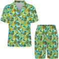 thumbnail image 2 of PRIYAL Men's Short Sleeve Pajama Sets Button Down Collar Sleepwear Soft Lounge Pjs Set Lightweight Men's Outfits, 2 of 9