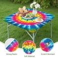 thumbnail image 4 of Colorful Rainbow Tie Dye Spiral Pattern Square Fitted Tablecloth with Elastic Edge,Square Table Cover,Washable Elastic Table Cover for Home Kitchen Party Decor 34"x34", 4 of 6