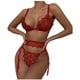 thumbnail image 1 of Bikini de traje de tres piezas con liga de encaje rojo de lencería sexy para mujer Fridja nalpqowj15504, 1 of 9