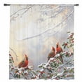 thumbnail image 2 of Christmas Semi Sheer Curtains Drapes for Living Room, Bedroom, French Doors Window 54 Inches Long, Xmas Birds Berry Botanical Snowflake Rod Pocket Chiffon Curtain Drapery Voile Draperies Panel, 2 of 6