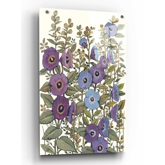 Epic Art 'Hollyhocks in Bloom I' by Tim O'Toole, Acrylic Glass Wall Art, 24"x36"