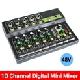 thumbnail image 2 of Professional 10 Channel Digital Mini Audio Mixer Stereo Mic/Line Mini Mixer 48V Volume Control for Recording DJ Live Broadcast ,Reduced Noise, 2 of 6