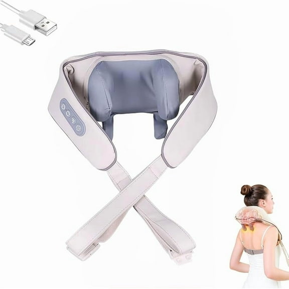 Noxa Massager - Noxa Neck and Shoulder Massager, Cordless Lymphatic Neck Massager with Heat for Pain Relief Deep Tissue, Portable Rechargeable Shiatsu Massage Device (Beige)