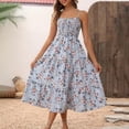 thumbnail image 2 of Summer Dresses for Women 2026 Women's Ditsy Floral Midi Dress Adjustable Spaghetti Strap Smocked Tiered A Line Casual Summer Vacation Dress, 2 of 9