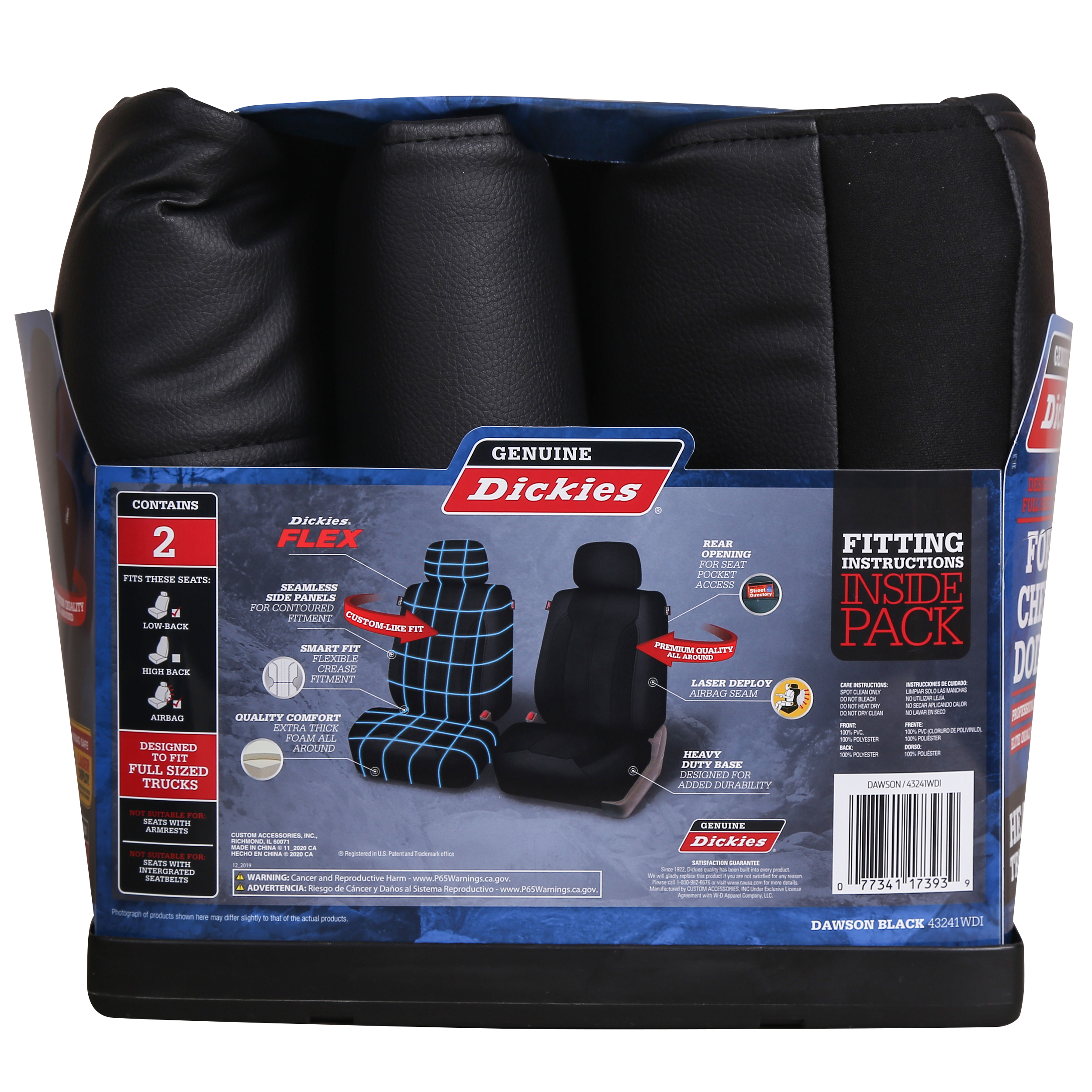 Genuine Dickies Arlington Full Set Cloth Truck Seat Covers Black 806442 Size: 3 Piece Kit