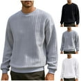 thumbnail image 2 of ZCFZJW Men's Crewneck Knit Sweaters Slim Fit Lightweight Casual Basic Solid Color Long Sleeve Twist Patterned Cable Knitted Pullover Sweater Tops White XXL, 2 of 6