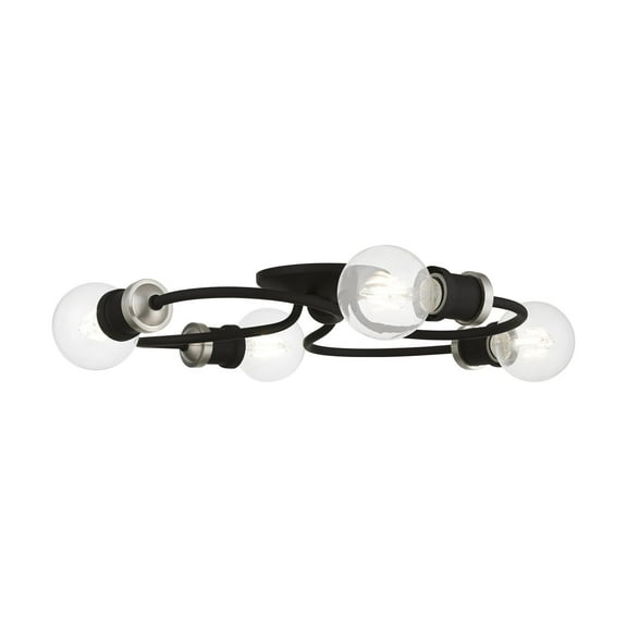 Livex Lighting, 46384-04, Bromley, Large Flush Mount, Black with Brushed Nickel Accents