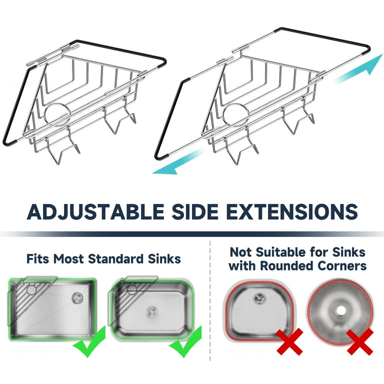 NiHome Extendable Stainless Steel Sink Corner Caddy photo 3