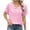 Pink, variant on ZyeKqe Going out Tops for Women Short Sleeve Shirts Crewneck Pleated Top Stretchy Slim Fitted Basic Tees