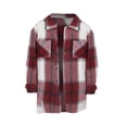 thumbnail image 7 of Jxximdong Fashion Coat for Women, Plush Coat Long Sleeve Plaid with Pocket Loose Coat, Women's Coats Red, 7 of 7