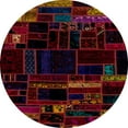 thumbnail image 1 of Ahgly Company Indoor Round Abstract Red Brown Patchwork Area Rugs, 3' Round, 1 of 6