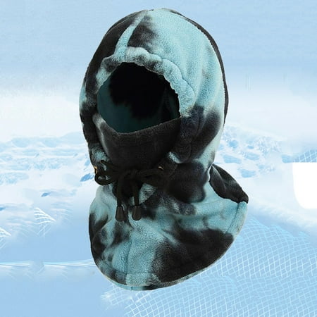 

MRULIC hats for women Women s Warm And Cold Face Protection Fleece Hood Rriding Mask Mountaineering Skiing Fleece Tiedye Bib Hat Blue + One size