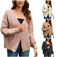 thumbnail image 2 of ClodeEU Women's V Neck Fall Winter Knit Sweate ,Long Sleeve Button Up Soft Knit Cardigan Sweaters Khaki,Womens Plus L, 2 of 6