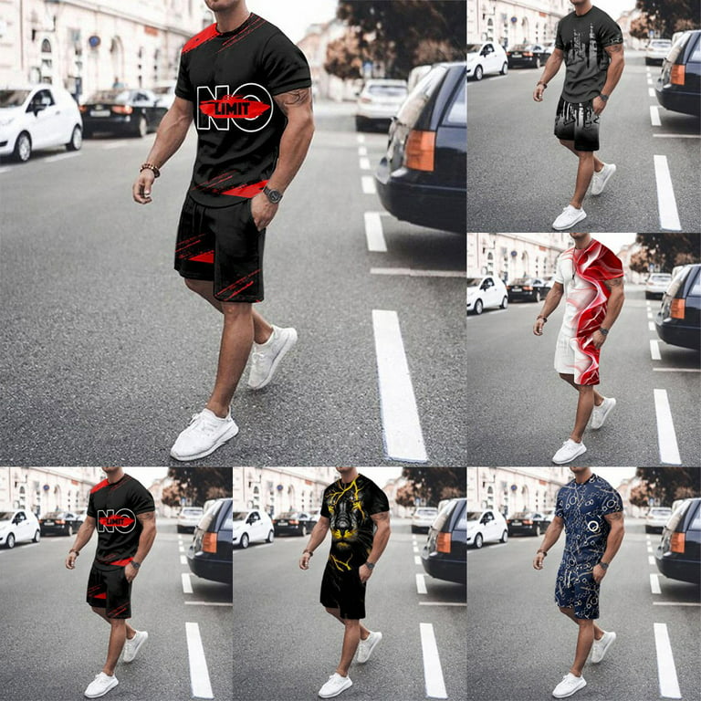 New Fashion Men Sets Letter Tshirts/Shorts/ Tracksuit Streetwear Summer Short Sleeve Couple Outfits