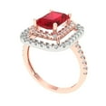 thumbnail image 2 of 2.62 ctw with Simulated Diamond Halo Accents Anniversary Ring for Women | Emerald Cut Simulated Ruby | Hyperallergenic Solid 14K Rose/White Gold, 2 of 5