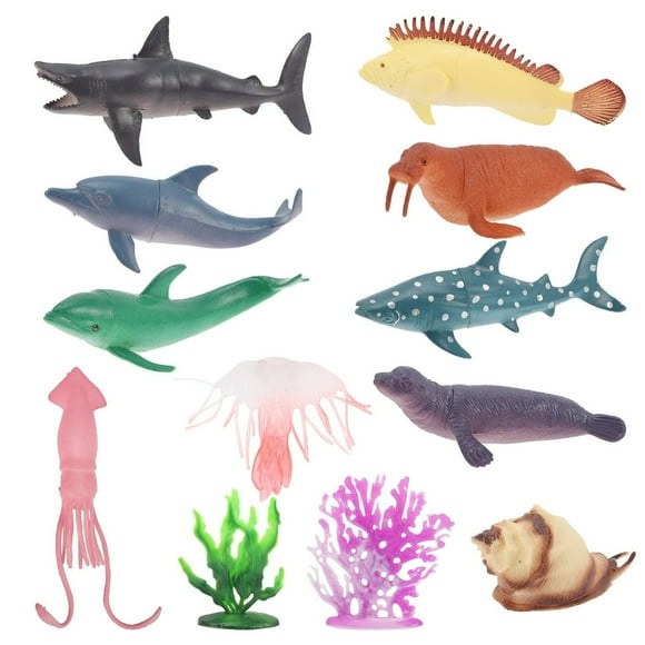 HLONK Sea Animal Toys Animals Ocean Marine Figures Model Kids Creature Fish Figurines Creatures Realistic Playset Action