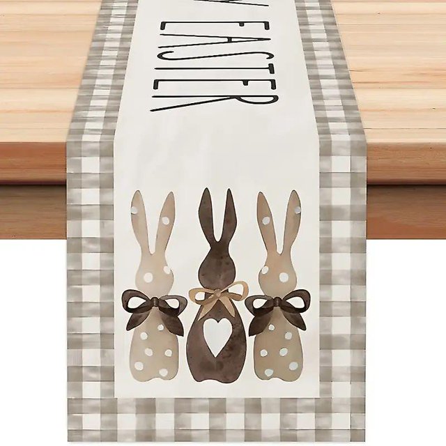 Decoración de conejito de Pascua, mantel creativo impreso para mesa, mantel pequeño para entrada de cocina (33 cm x 120 cm) 33 cm x 120 cm, 16