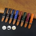 thumbnail image 3 of 20mm Black Leather Watch Band Alligator Watch Strap Gold Buckle Quick Release Replacement Strap Soft Handmade Wristband Stainless Steel Vintage Gift for Men Father's Day Dad Son Husband, 3 of 6