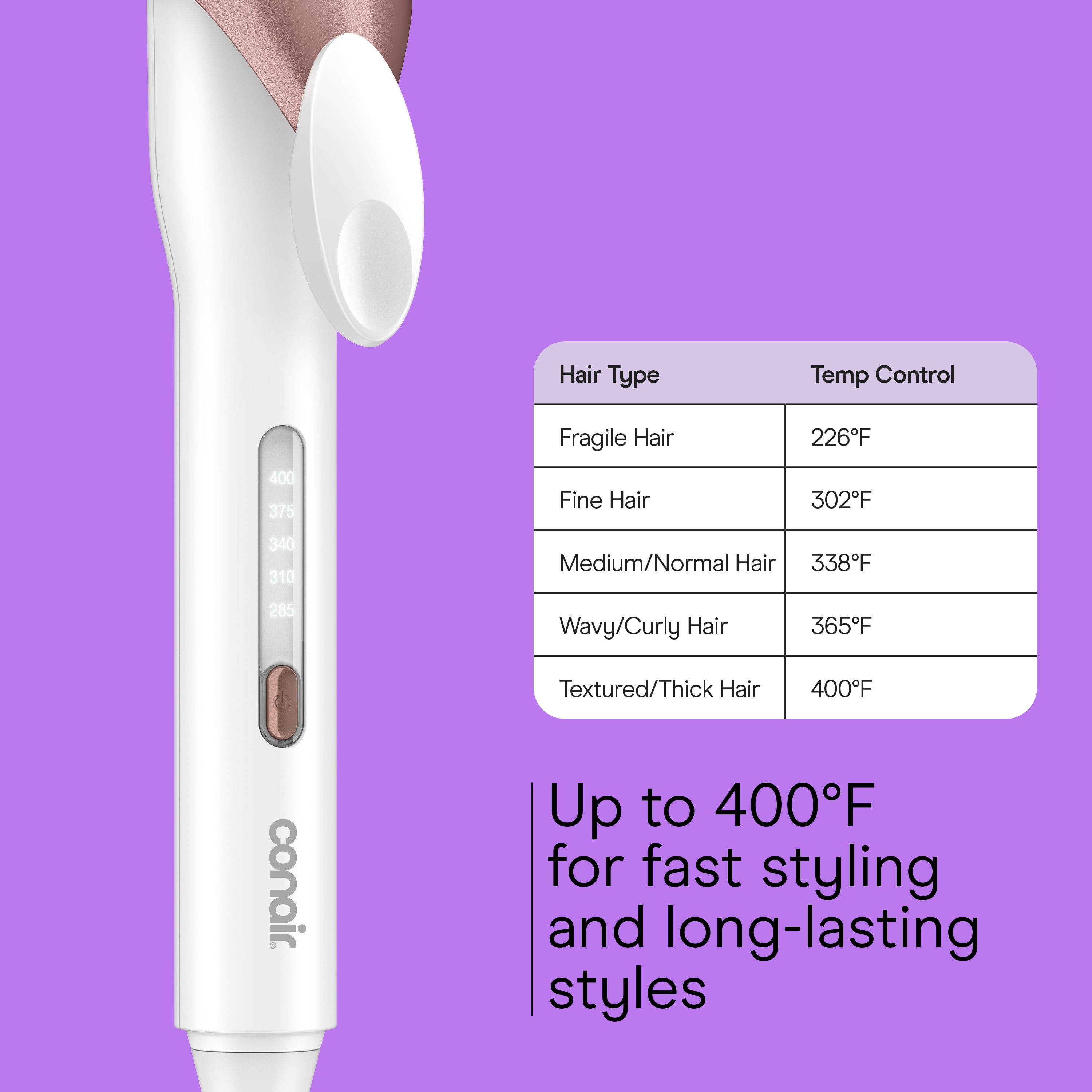 Conair Double Ceramic 1-1/2" Curling Iron, Creates Loose Curls & Beachy Waves, LED Screen, 5 Heat Settings