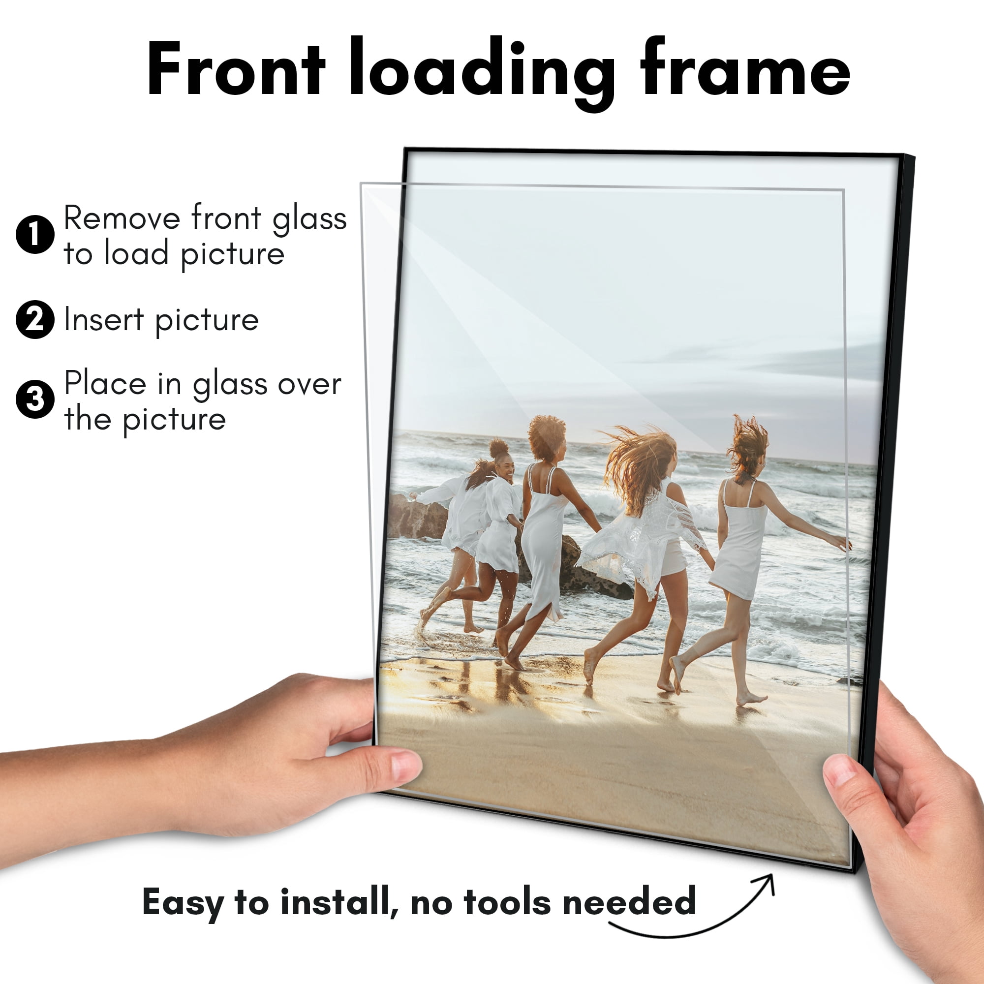 Americanflat 11x14 Front Loading Picture Frame with Shatter-Resistant Glass 3 Pack Metropolitan Photo - Black