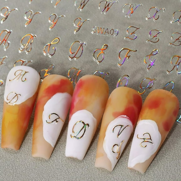 Nail Accessories 3D Letter Stickers Design for Self- Customizable Decorations