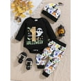 thumbnail image 3 of WIBACKER Newborn Baby Boy My 1st Halloween Outfits Infant Bodysuit + Boo Pants + Hat Set 0-18 Months, 3 of 11