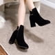 thumbnail image 5 of NECHOLOGY Botas Mujer Zapatos Botines mujer Botas de de agua para otoño e invierno, zapatos de tacón , botas cálidas y de felpa, tacones gruesos, tacones medios, botas de moda versátiles (Black, 7), 5 of 7