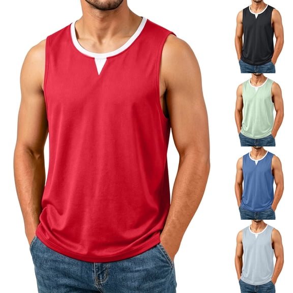 Men's Ice Silk Sleeveless Tank Top Muscle Shirt Quick Dry Breathable Cooling Fabric Sun Protection UPF 50 Casual Gym Training Fishing Travel Essentials Gift for Dad | JASKFLY,Black L