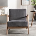 thumbnail image 3 of Xukmct Upholstered Velvet Accent Chair with Wood Frame, Mid Century Modern Fabric Armchair for Living Room, Bedroom, Office, Gray, 3 of 7