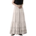 thumbnail image 3 of PBFRDSJ Boho Maxi Skirt for Women Eyelet Embroidery Elastic High Waist A-Line Summer Casual Beach Long Skirt Ruffle Tiered Skater, 3 of 10