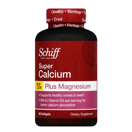 Fiber Supplement Plus Calcium - Schiff Super Calcium 1200mg Plus Magnesium with Vitamin D3, 90 softgels - Calcium Supplement