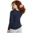 thumbnail image 3 of Hanes T-Shirt Col Rond à Manches Longues pour Femmes, m, Marine, 3 of 9