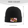 thumbnail image 3 of LNWH Knitted Acrylic Hat, Retro Maryland State Flag Pattern Winter Beanie Hat for Cold Weather, Black, 3 of 8