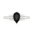 thumbnail image 2 of 1.0ct pear cut black natural onyx 18k white gold Bridal Wedding Engagement Promise Anniversary Ring for Women size 9.5, 2 of 7