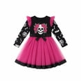 thumbnail image 4 of WERYOUNG Halloween Girls Dresses Skeleton Rose Print Long Sleeve Crew Neck Mesh Dresses For Girls Festival Party Soft Sundress 12-18 Months, 4 of 4