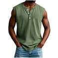 thumbnail image 2 of DPTALR Men's Sleeveless Workout Tank Tops,Gym Henley Shirt,Casual Basic Summer Beach Tops,Army Green, XL, 2 of 6