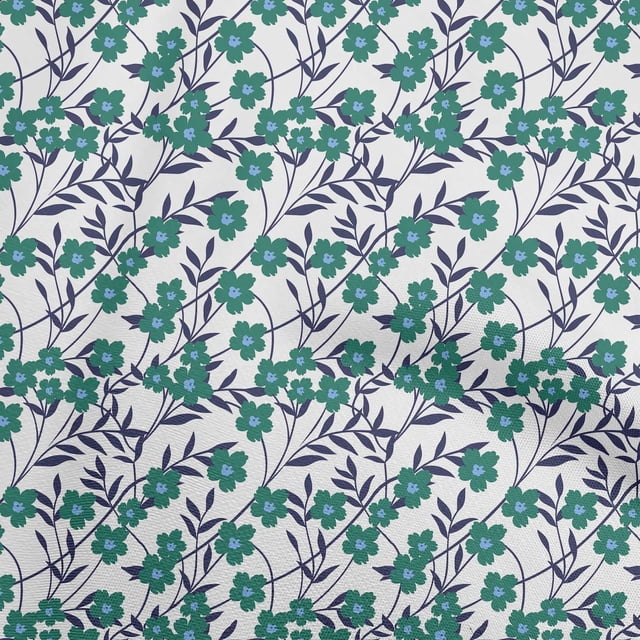 oneOone Tissu Polyester Spandex Vert pour Enfants Matériel de Robe Florale Tissu Imprimé Tissu au Mètre 56 Pouces de Large