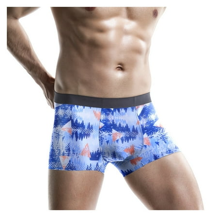 

QWERTYU Mens Male Comfort Graphic Soft Underwear Pouch Stretch Breathable Briefs Trunks 4XL Blue