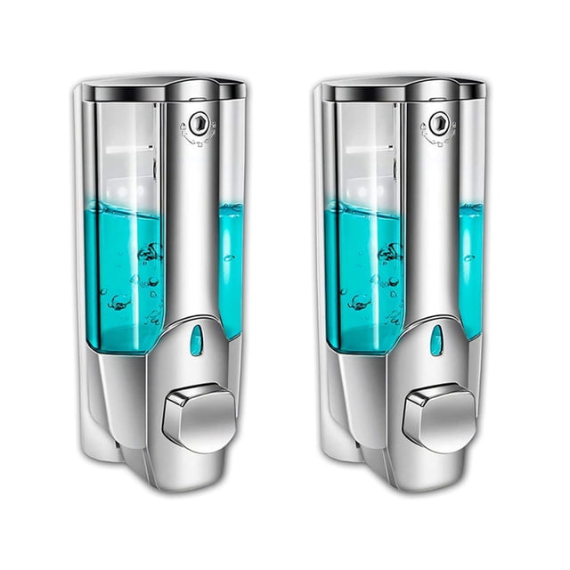 2X Dispensador de Jabón, Dispensador de Mano Montado en la Pared, Dispensador de Gel de Mano Manual 350Ml, Gel de Ducha