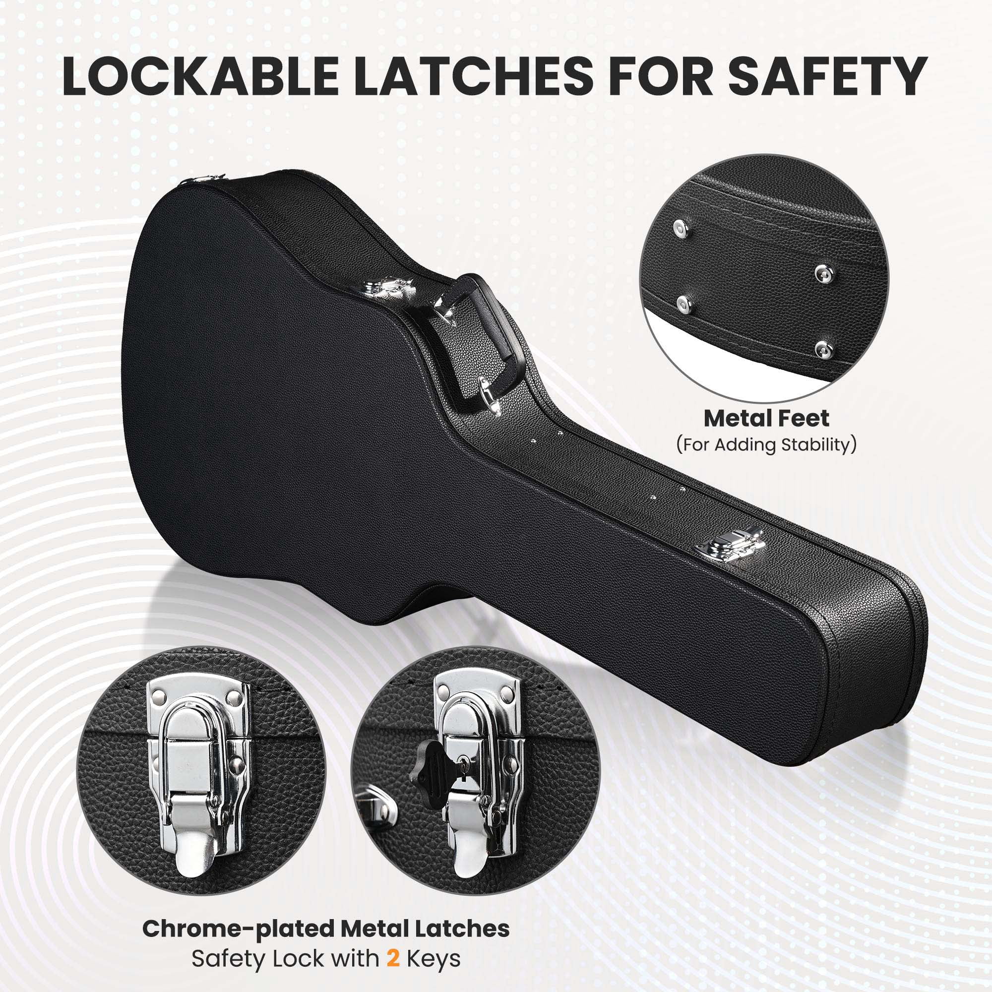 Yescom 41" Acoustic Guitar Case Hard Shell w/ Folding Guitar Stand for Electric Bass